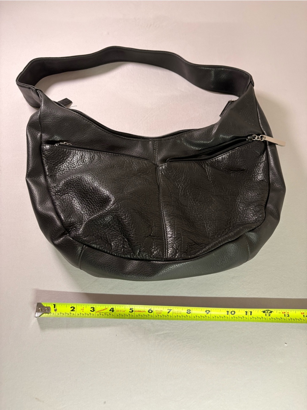 Perry Ellis Black Leather Shoulder Hobo Bag